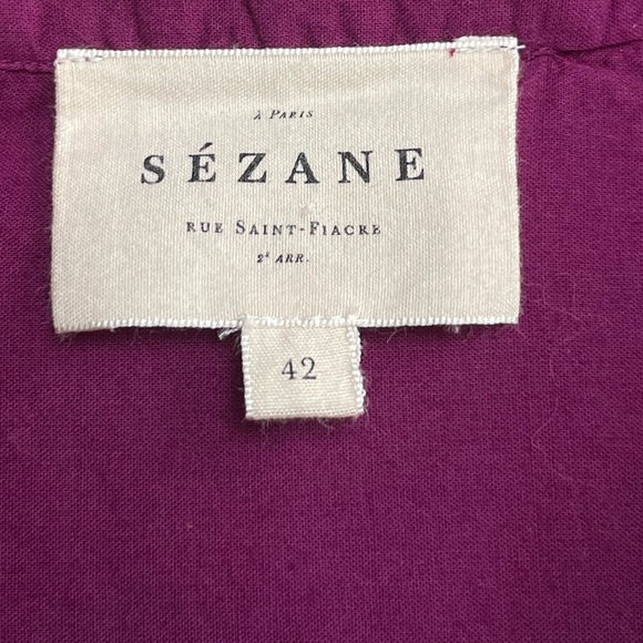 SEZANE Purple Boho Floral Embroidered Lace Button Down Shirt Honey Blouse Top - Picture 12 of 13